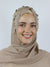 Fawn Beige Embroidered Traditional Uzbek Hijab