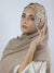 Fawn Beige Embroidered Traditional Uzbek Hijab